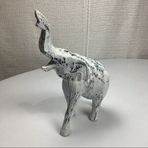 Rustic Wood White Patina Elephant Statue Sculpture Figurine 12.5”